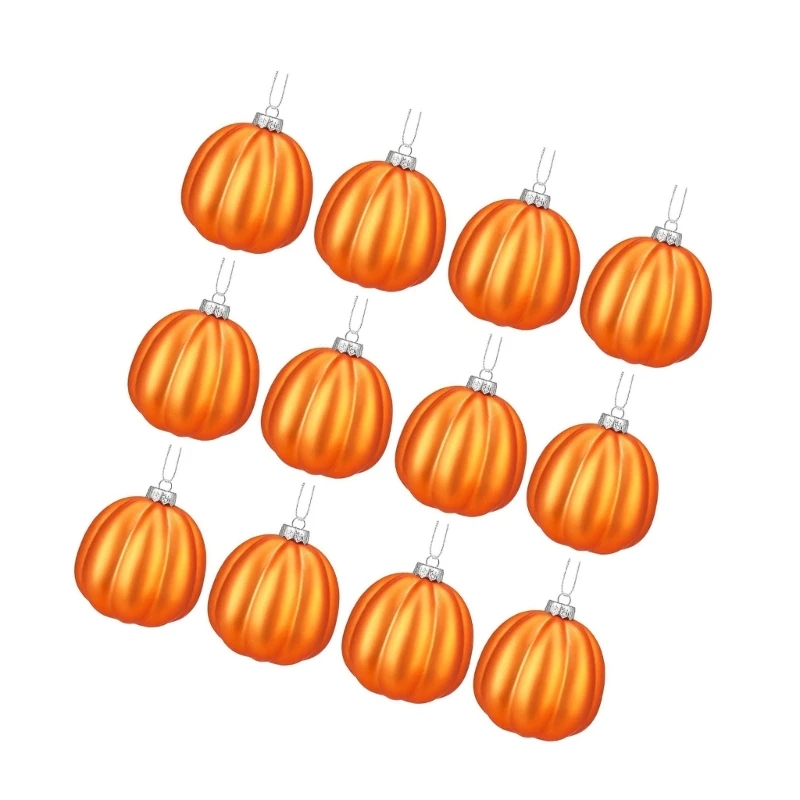 SZWA Pack of 12 Colorful Pumpkin Ornament Decorative Pumpkin Baubles for Festival Home and Garden Fall Display