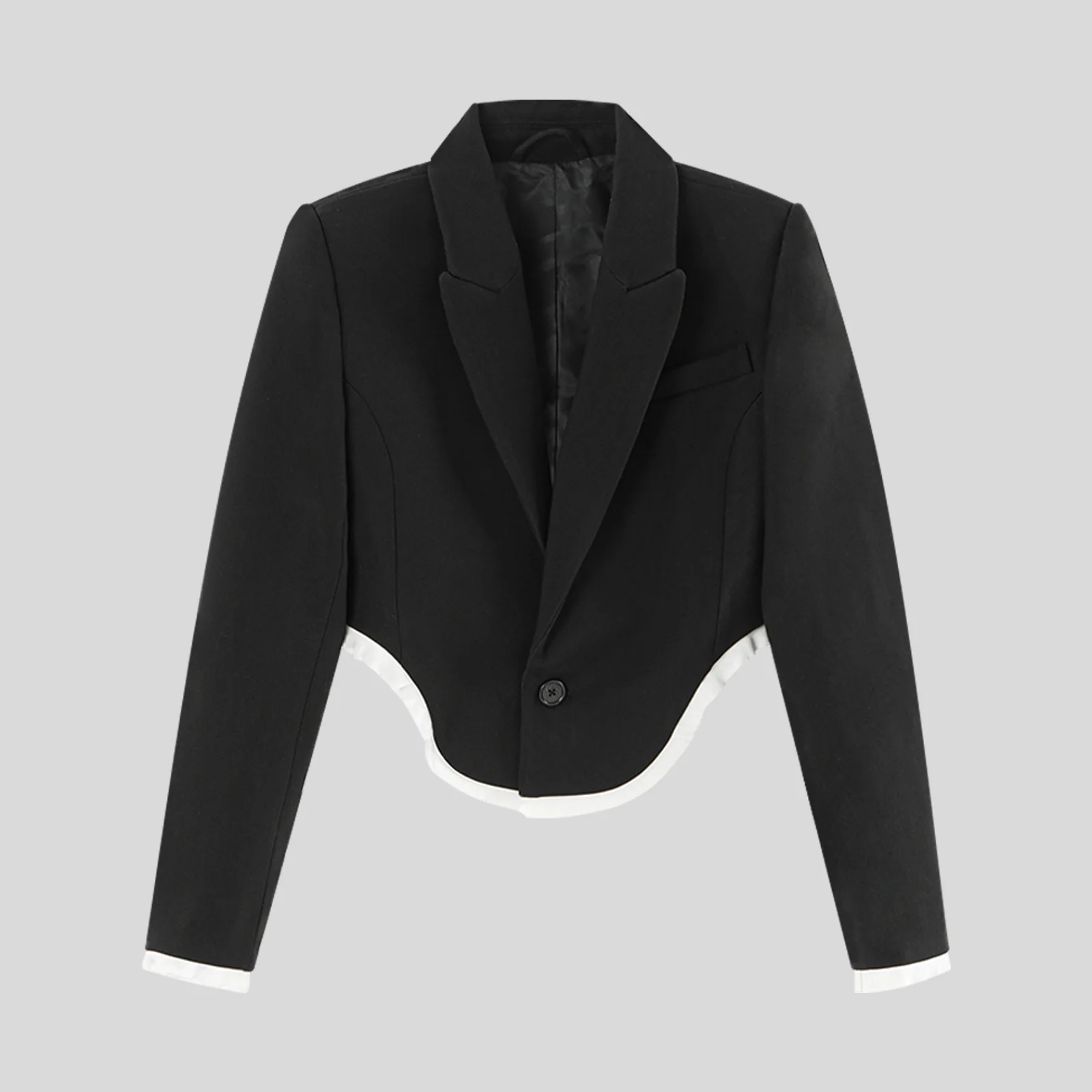 High Quality Fashionable Short Style Women's Suit Jacket Casual Wear Slim Fit Polyester Fiber Long Sleeve One Button Closure