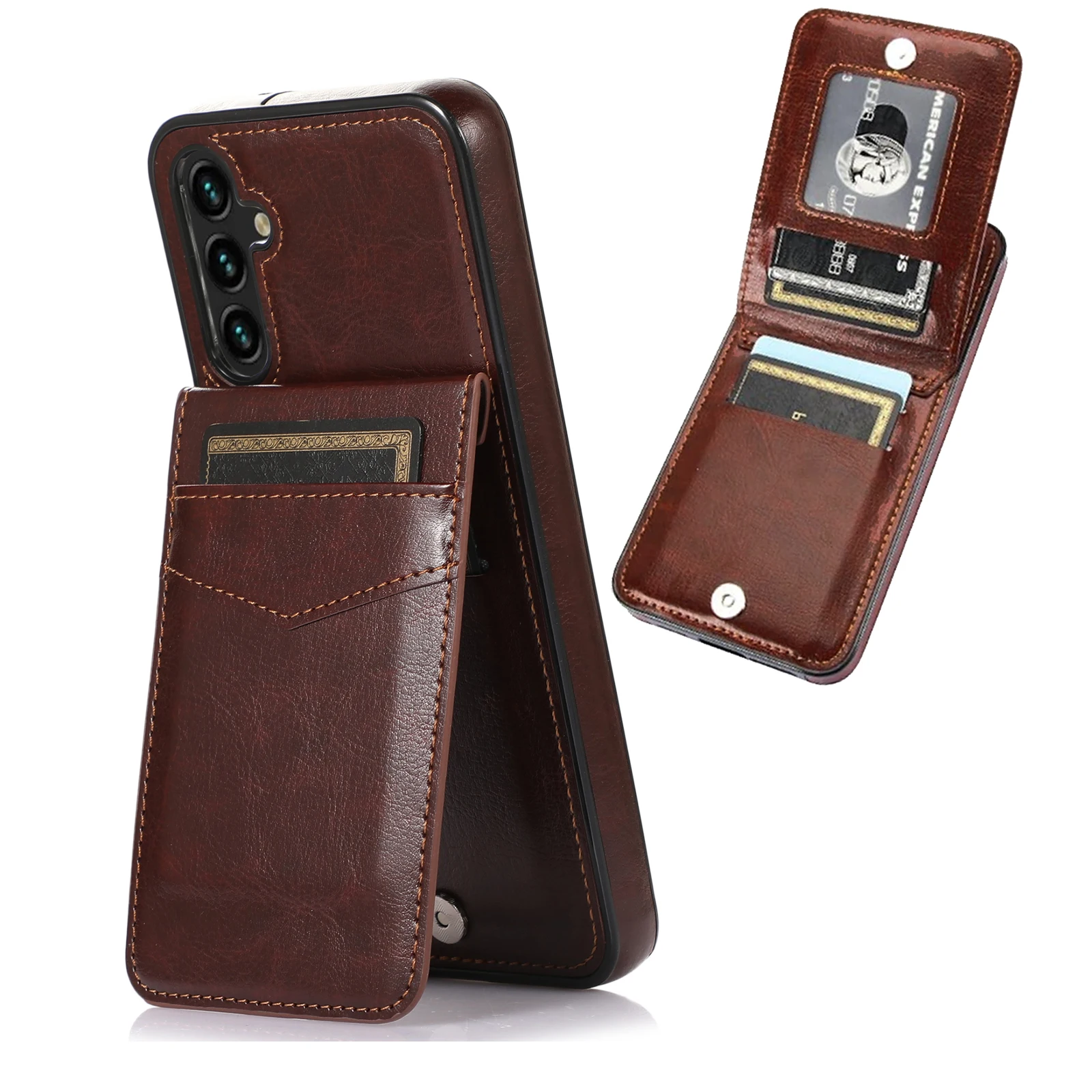 

Leather Credit Card Holder Wallet Case For Samsung Galaxy A14 A55 A54 A53 A35 A73 A15 A82, Kickstand Heavy Duty Protective Cover