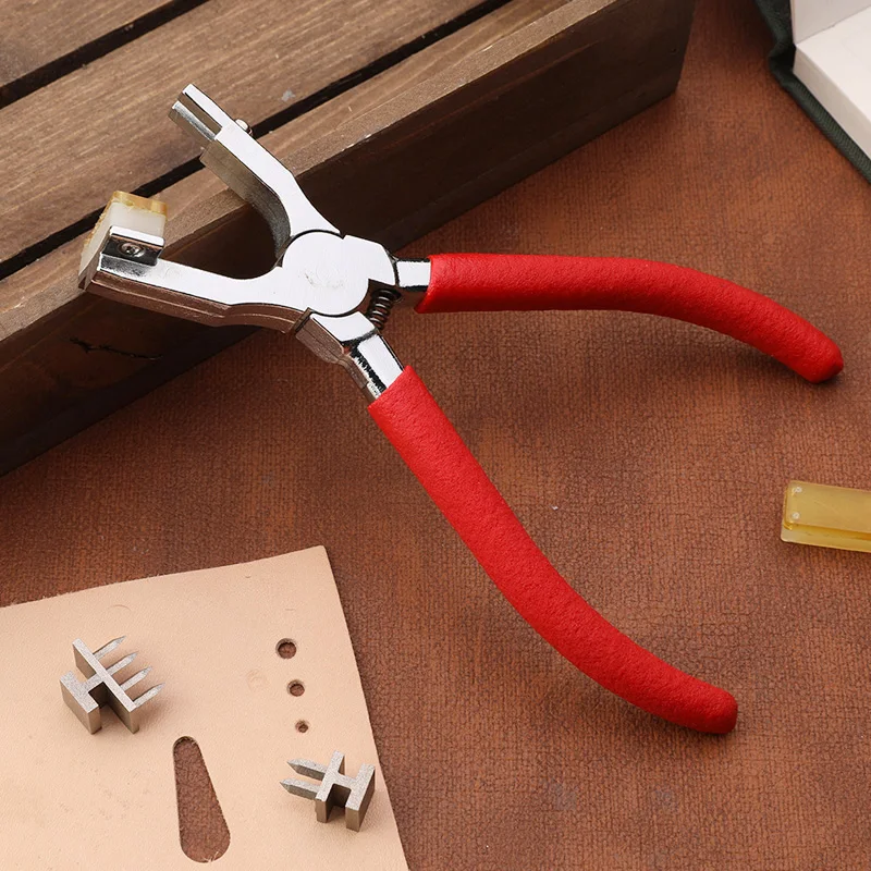 IMZAY 1PC LeatherCraft Hole Punching Tool Leather Piercer Handhold Stainless Steel DIY Household Plier Punch Tool