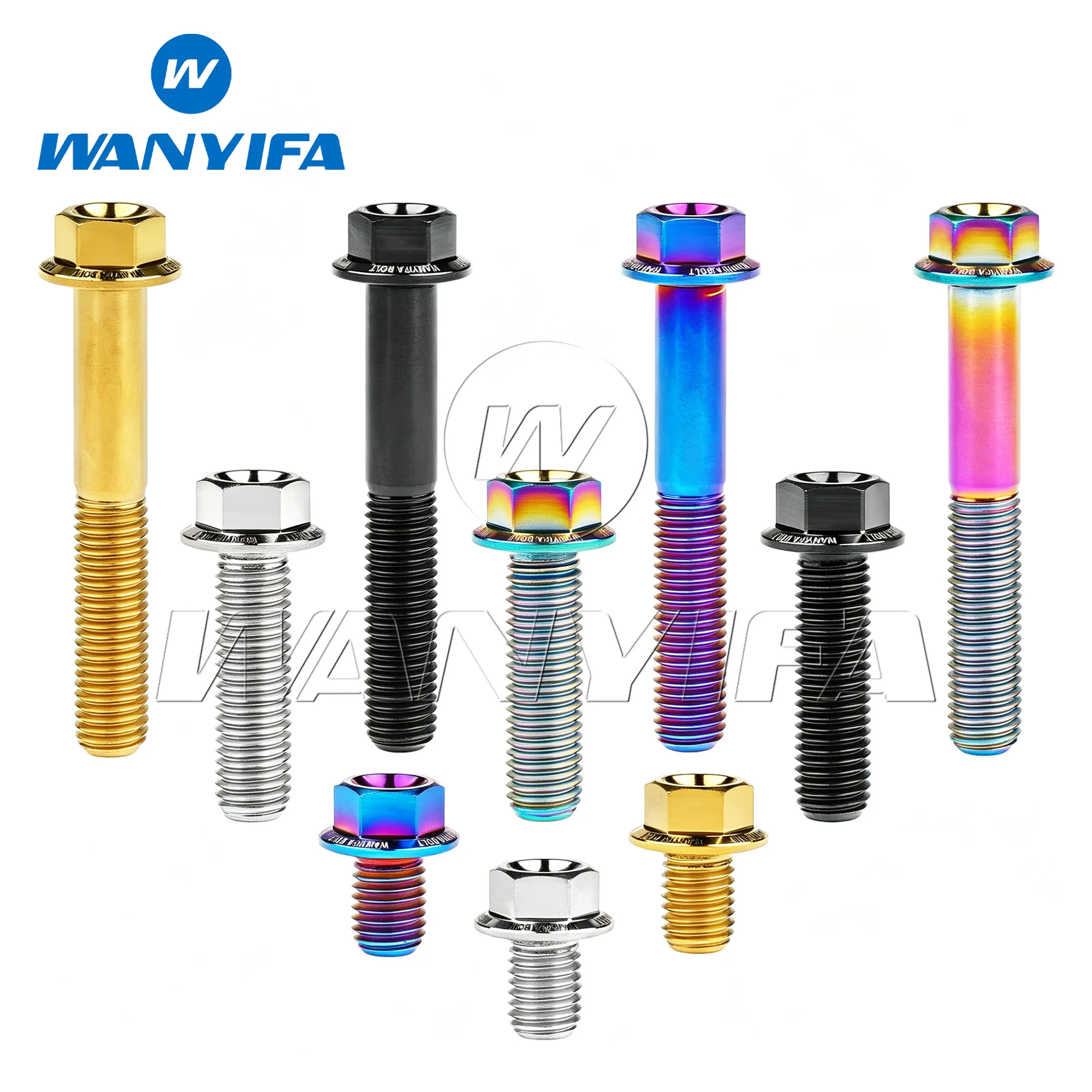 Wanyifa Titanium Bolt M7x10 15 20 25 30 35 40 45 50 mm Pitch 1.0mm Screws for Motorcycle Disc Brake 1pcs