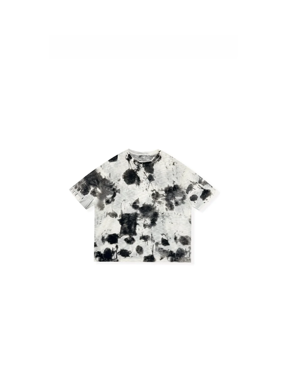 

Artistic Dyeing Splatter Ink Top Summer New Design Casual Loose Fit Women's T-irt round Ne ort Sve UV Protection