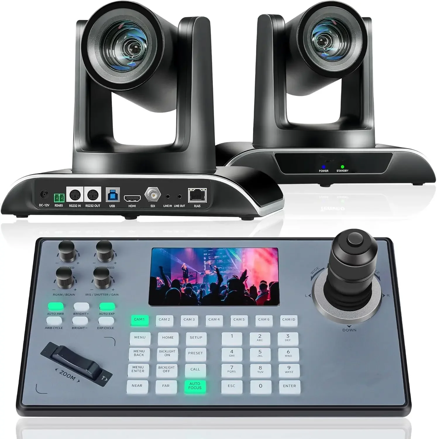 20X Camera And Controller Bundle - AI Tracking NDI PTZ Camera And 4D Joystick Controller Keyboard SDI/HDMI/USB3.0/LAN(PoE)