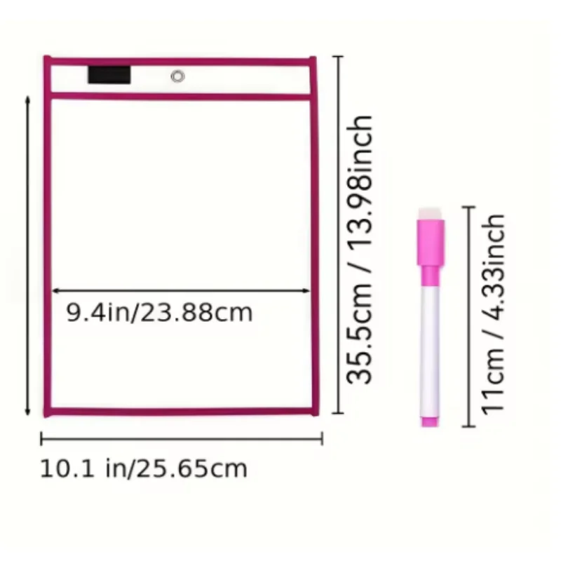 20 Pcs Reusable Dry Erase Pockets Set with 10 Markers Extra Large Clear Erasable Sheet Protectors Teacher Classroom School Suppl