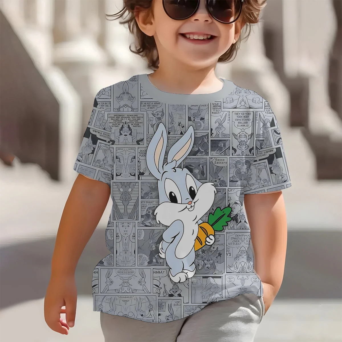 3D Print Cartoon Bugs Bunny Baby Clothing 5 to 14 Years Male Outdoor Clothes for Children Boy Girl Child T-Shirt Top Shirts