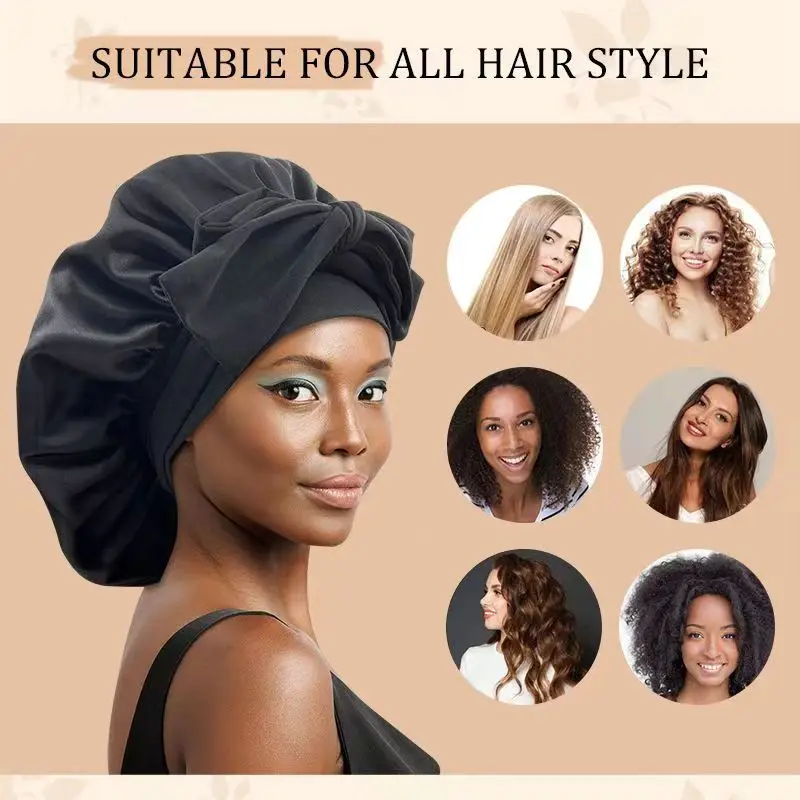 

Шапочка для сна с широкой эластичной лентой, однотонная, для женщин/мужчин, унисекс, для защиты длинных кудрявых/прямых волос
