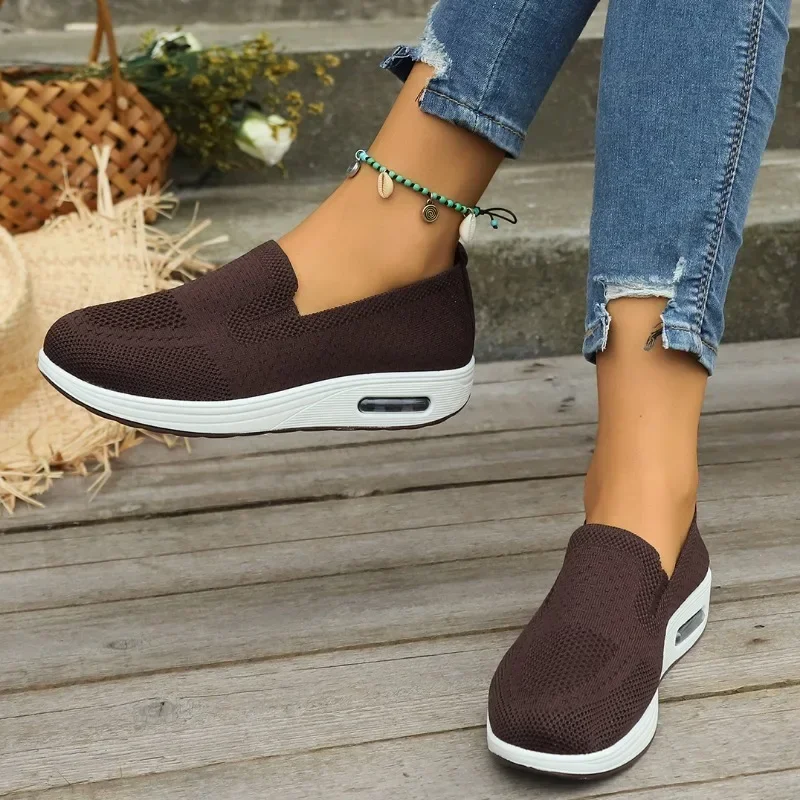 2024 Summer Women\'s Fashionable Vulcanized Shoes Thick Sole Solid Color Breathable Women\'s Shoes Casual Comfortable Sports Shoes