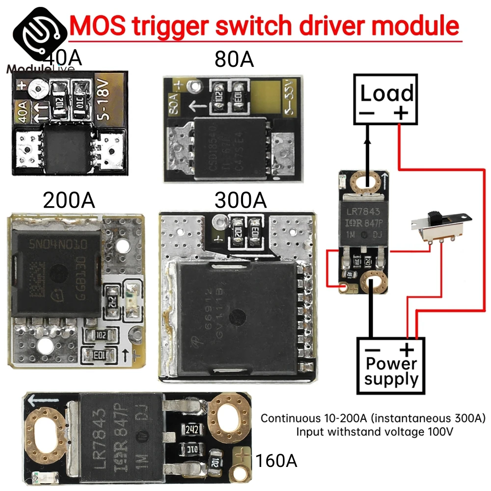 High Power MOS Trigger Switch Driver Module Transistor PWM Regulation Switch Control Board 5-18V 40A 80A 160A 200A 300A