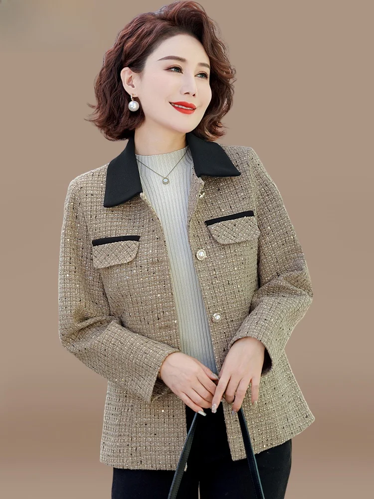 

Faionable ort Sle Jaet for orter Women Middle-Aged And ly Spring Autumn Top Korean Sle Loose Fit