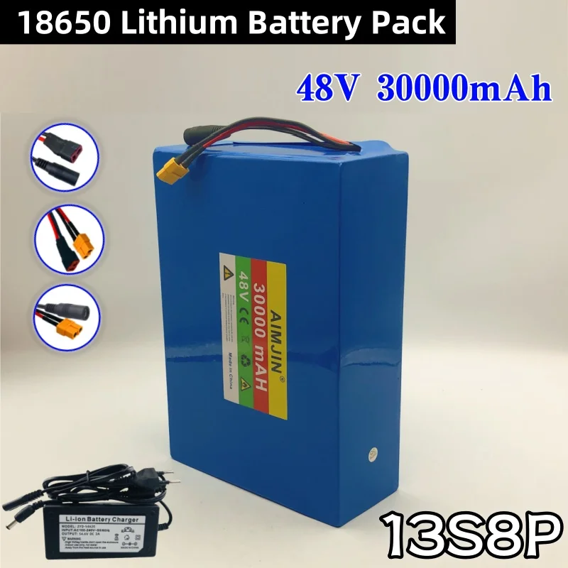 13S8P 48V 30000mAh battery 18650 13S8P Lithium Battery Pack 1000W battery Built in 50A BMS