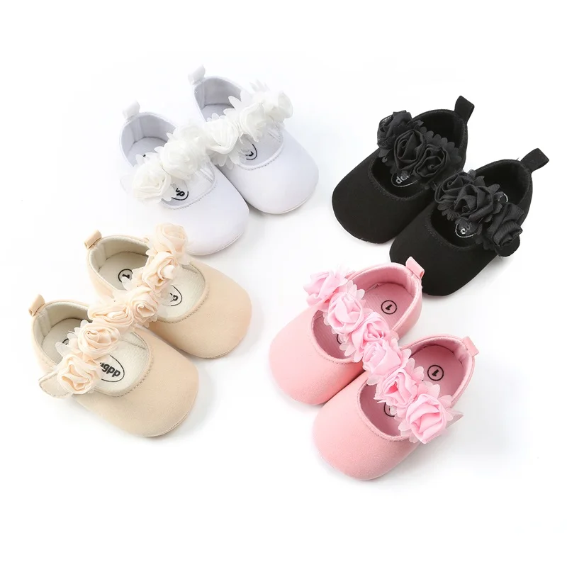 

0-18M Infant Baby Girl Premium Cloth Flats Cute Princess Shoes Toddlers 3D Flower First Walker Crib Shoes for Baby Shower