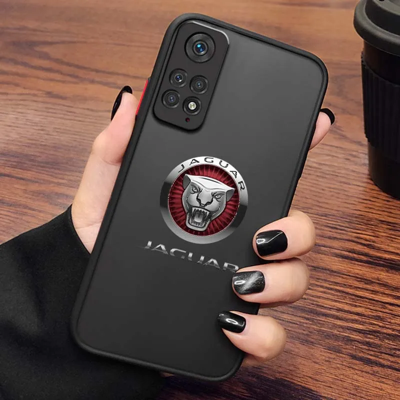 J-Jaguar Car Popular Cool Logo For Xiaomi Redmi Note 13R 13 12 12S 11 12T 11S 11E 11T 10 Pro Plus Frosted Translucent Phone Case