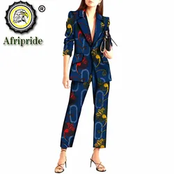 African Suit for Women Dashiki Jacket and Print Pants 2 Piece Set Slim Fit Coats Outwear Ankara Outfits Fall Clothes S2026041