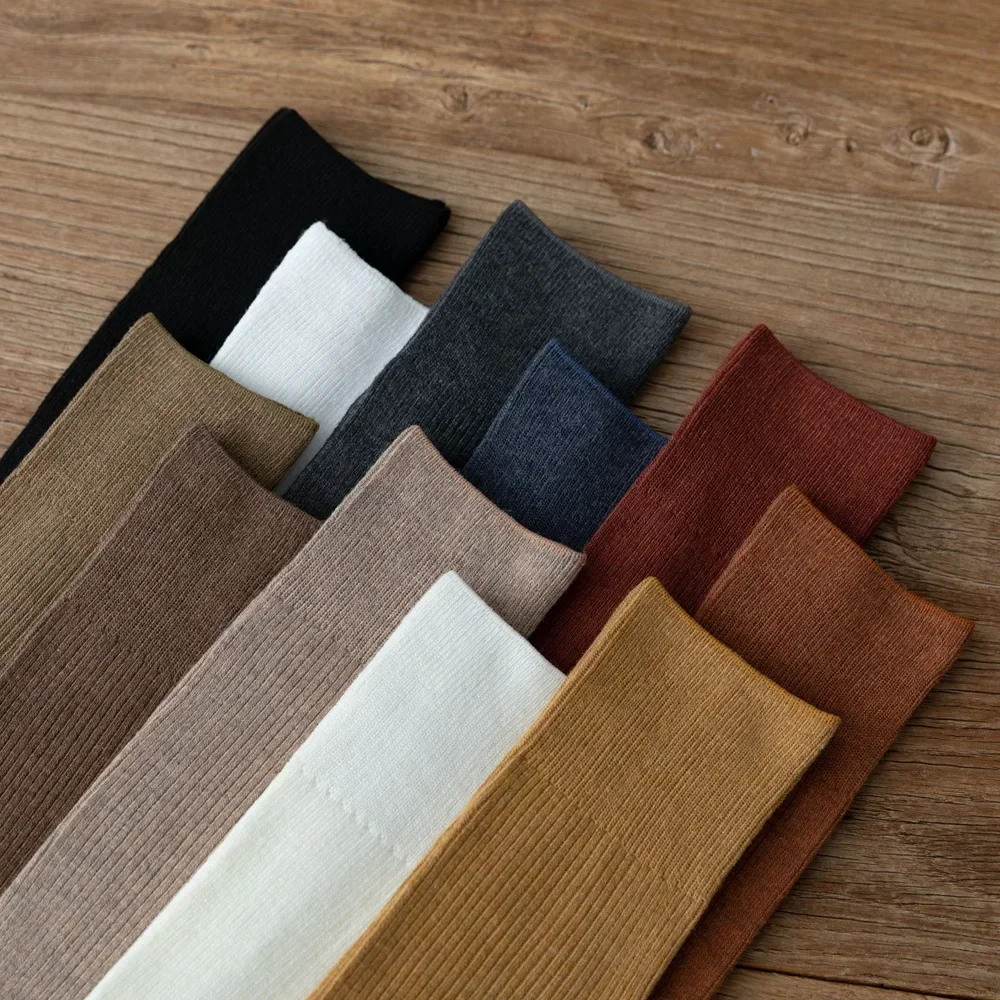 

Гольфы, хлопковые вязаные женские чулки, милые длинные носки для девочек, модные чулки до бедра, кофейный цвет, JK, японский стиль