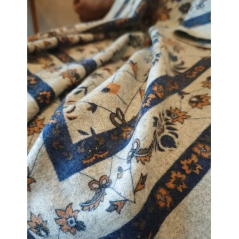 Kashmir handmade double-sided printing and dyeing thickened cashmere large shawl, air-conditioned blanket, thickened large scarf