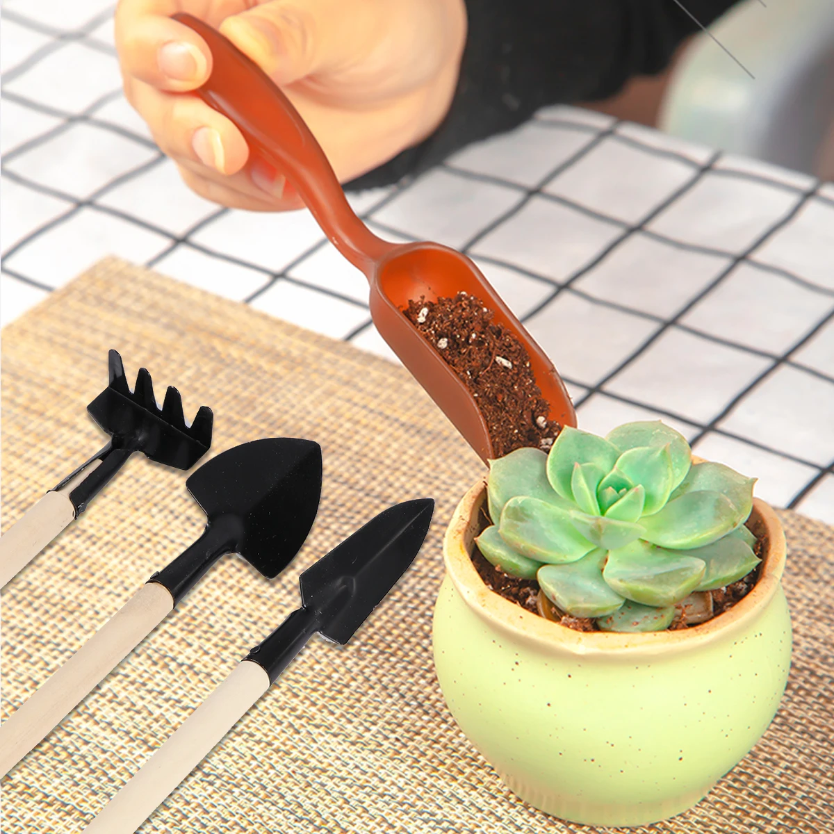 

10 Pcs Garden Tool Set Planting Shovel Tools Mini Succulents Blue Gardening Iron Small Gadgets