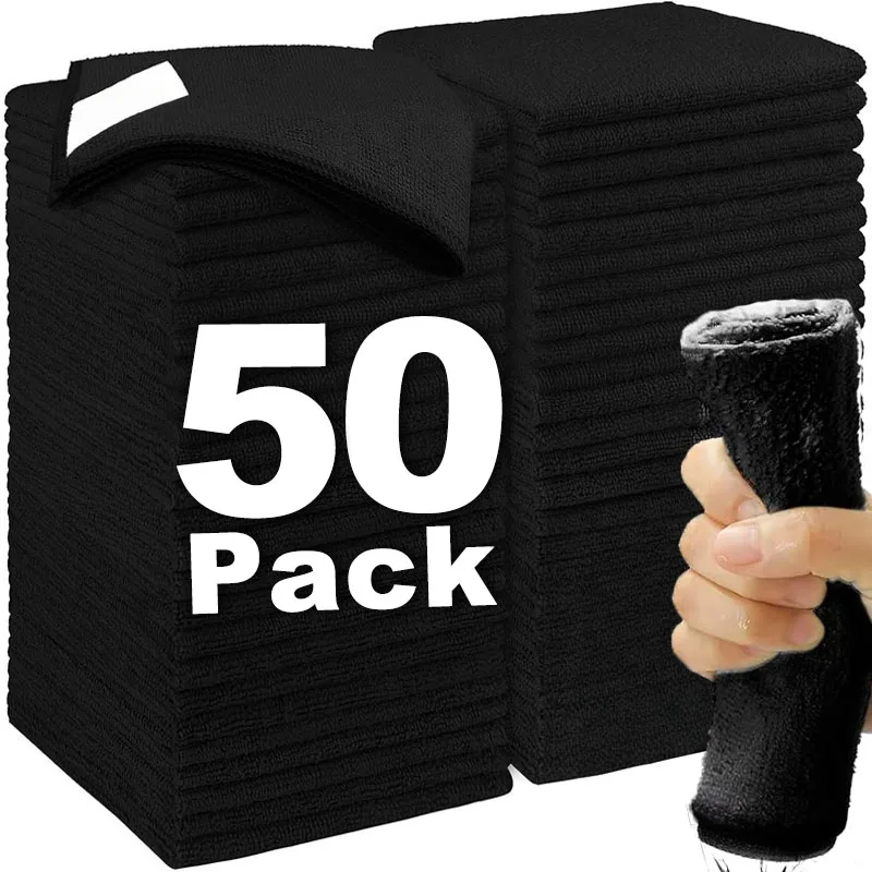 1/50pcs Thicken Microfiber Car Cleaning Towels Soft Quick Drying Windows Mirrors Wiping Rags Home Double Layer Clean Cloths