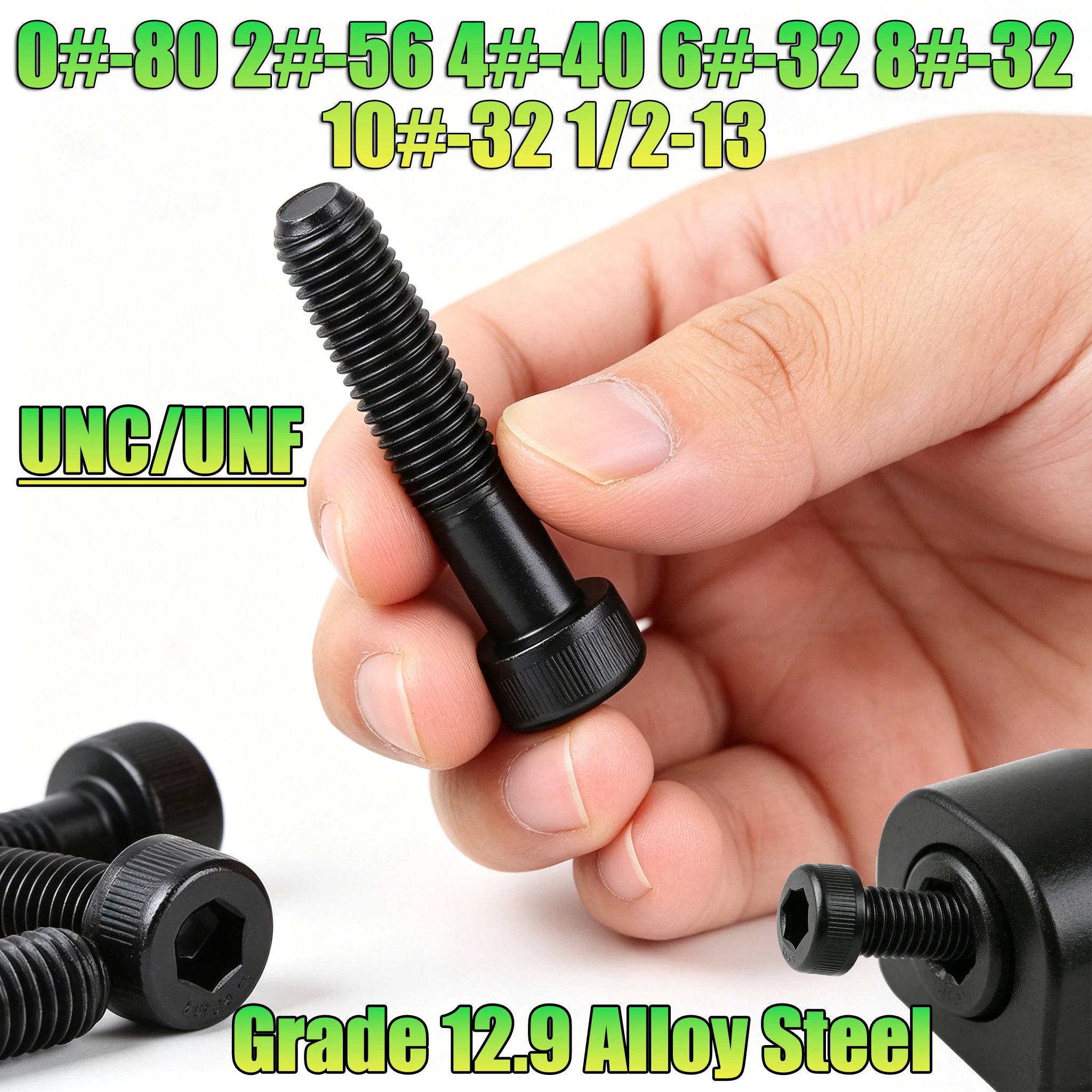 UNF/UNC 0#-80 2#-56 4#-40 6#-32 8#-32 10#-32 1/2-13 12.9 Grade Alloy Steel Hexagon Hex Socket Cap Head Screw Bolts Allen Screw