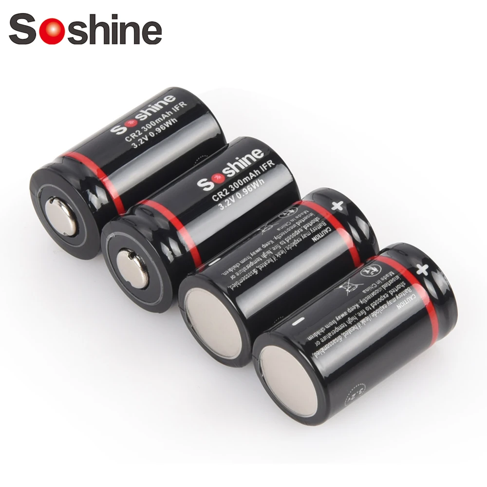 Soshine CR2 300mAh LiFePo4 Battery 3.2V 15266 300mAh Rechargeable Battery LiFePo4 Batteries 2000 Time Discharge Cycle Headlamp