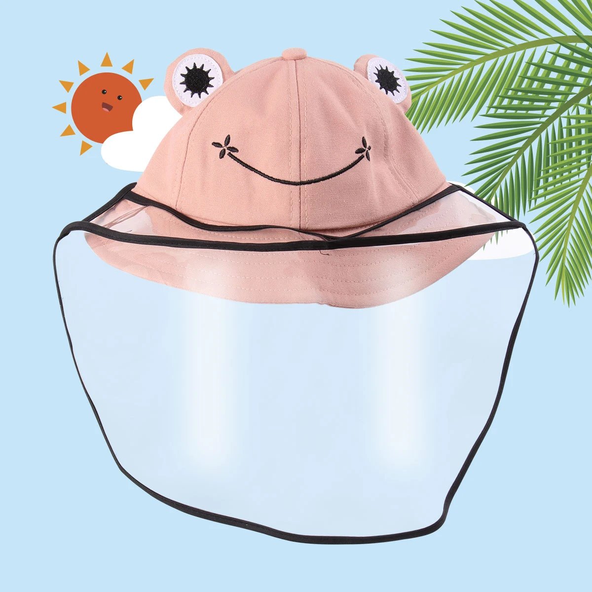 

1pc Foldable Sun Hat For Babies Kids Toddlers Windproof Cotton Face Cover Fishing Cap Outdoor Camping Cycling Hat Pink
