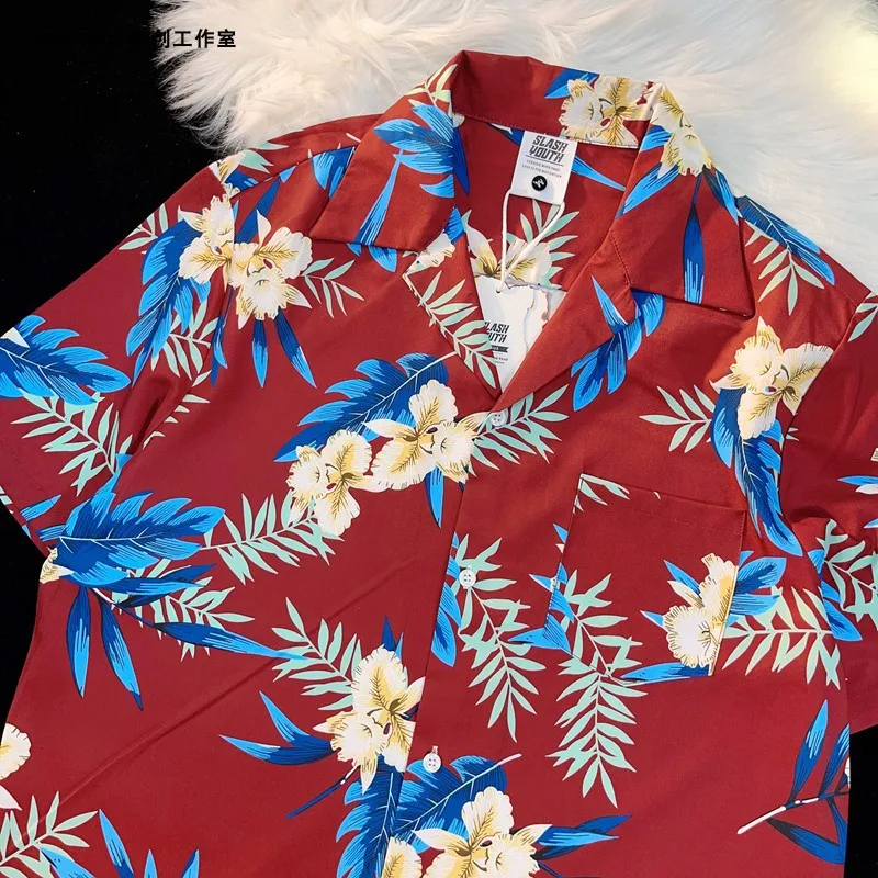 Hawaiian Beach Surfing Short Sleeved Floral Shirt Fashionable Men And Women Cuban Lapel Seaside Vacation Loose And Thin Shirt