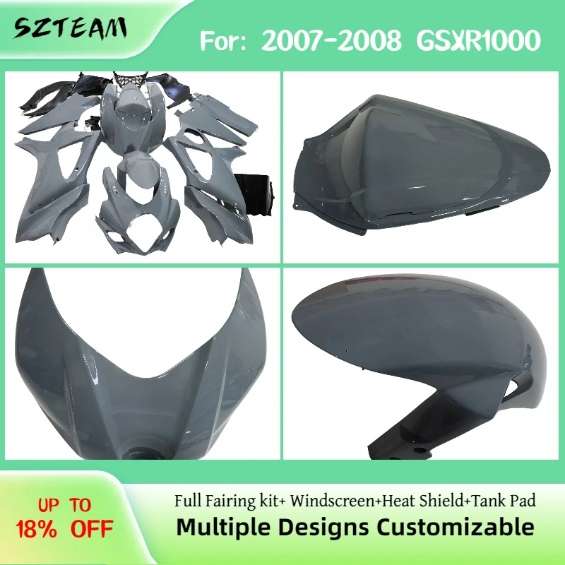 For GSXR1000 2007 2008 High-Quality Fairing Kit 07 08 GSXR 1000 Motorcycle Spare Parts ABS Injection Set Body Work Fairings Pro