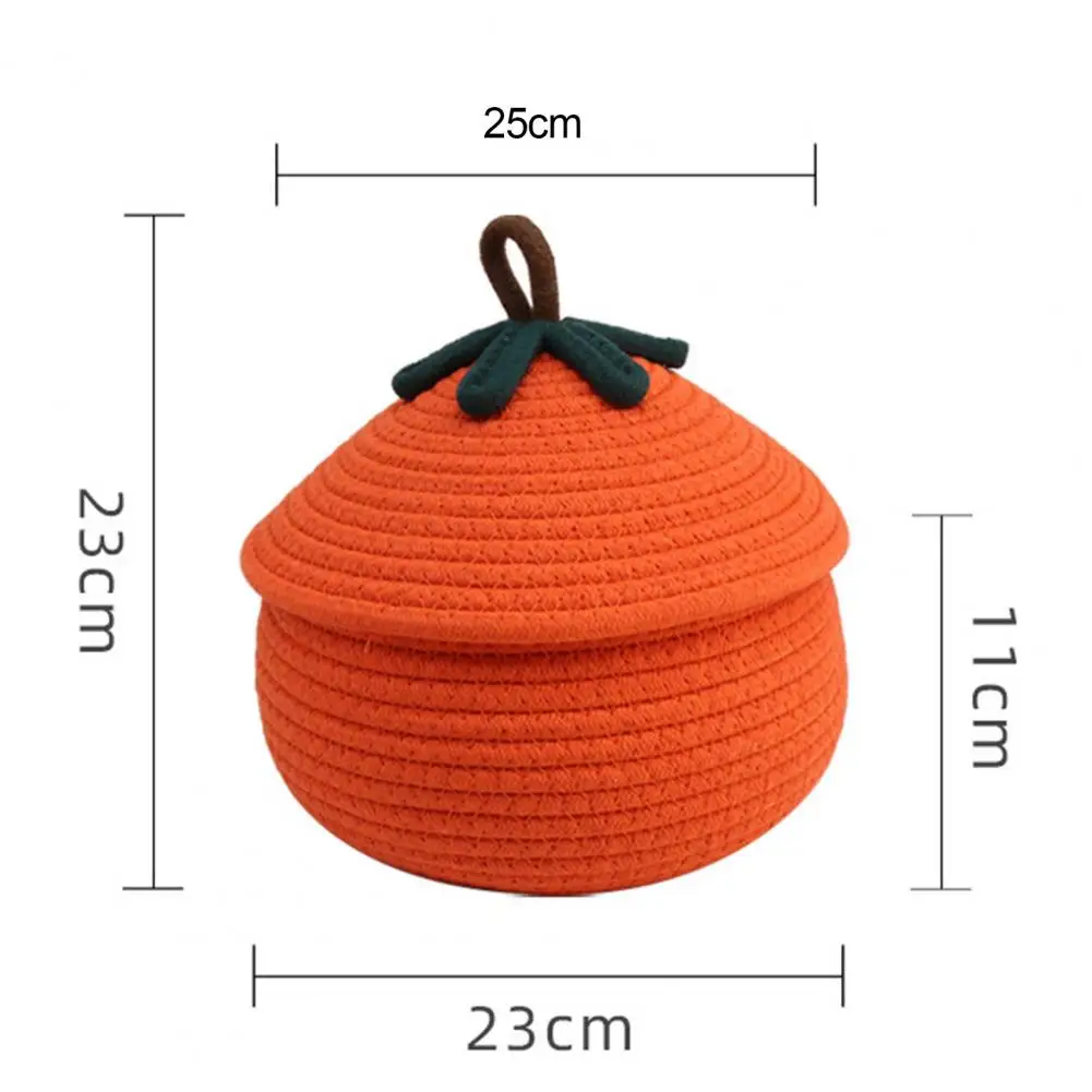 Keranjang Labu Tenun Halloween dengan Tutup Keranjang Hadiah Labu Keranjang Permen Multifungsi Dekoratif untuk Mainan Makanan Ringan Permen