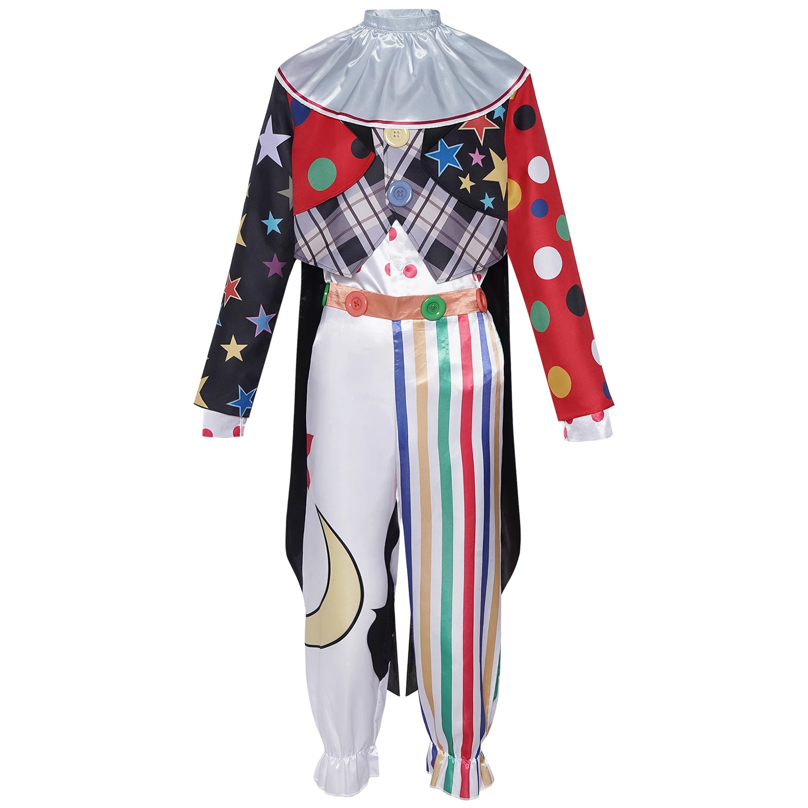 

Mr. Jelly Clown Cosplay Costume Horror TV Men Jumpsuit Circus Uniform Colorful Polka Dot Stage Performance Clothes Halloween Set