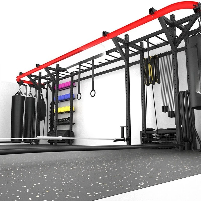 Cross-type fighting physical training rack, movable track bracket, household multi-functional fitness sandbag rack
