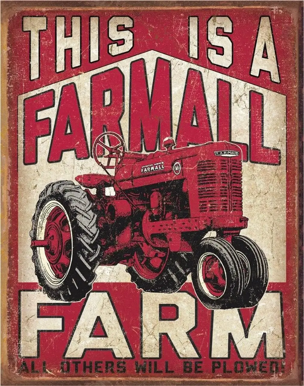 Desperate Enterprises Farmall Farm Tin Sign - Nostalgic Vintage Metal Wall Decor - Made in USA