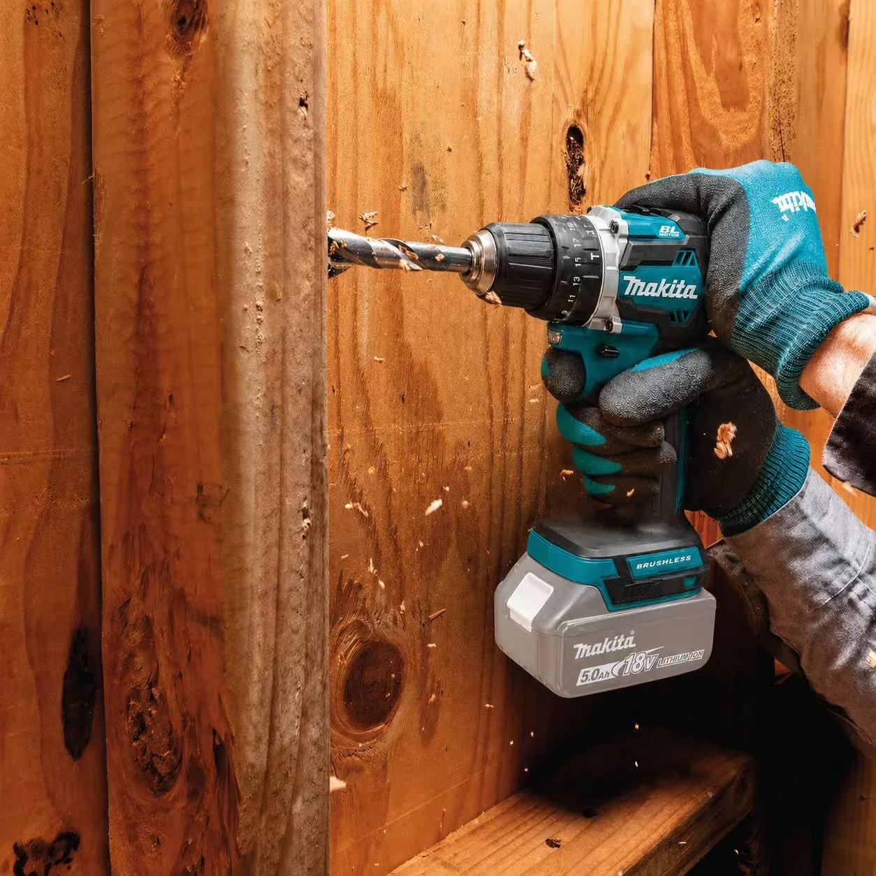 Image of Makita DDF487 10mm Bürstenloser 18V Lithium-Ionen-Akku-Schlagbohrschrauber für den Haushalt, Hochdrehmoment-Elektroschrauber mit Makita 18V Akku