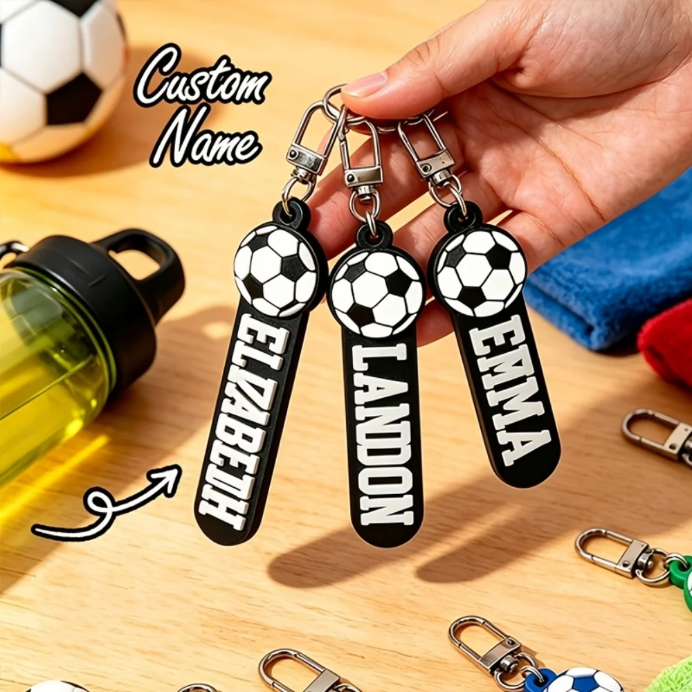 Customized Football Star Keychains Custom Football Team Pendant Keychain Acrylic Custom Name Football Keychain Football Match