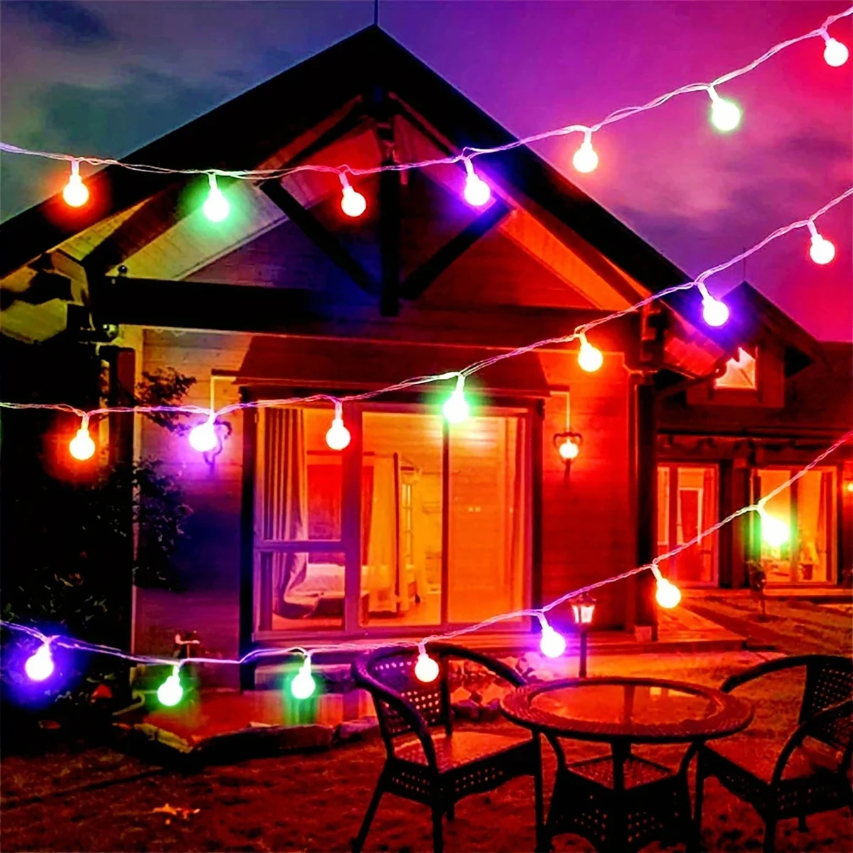 1pc 40LED frosted white ball color light string, white bubble light, suitable for camping, weddings, Christmas decoration