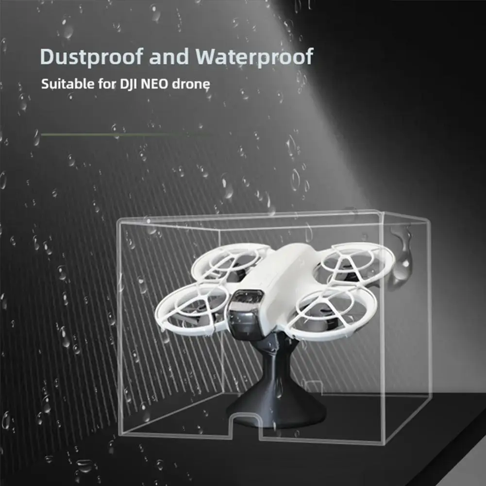 Transparent Dustproof Storage Box For DJI NEO Waterproof Anti-scratch Reserved Charging Port Design Desk Display Holder Base