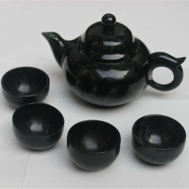 Dark Green Jade Tea Set Teapot Tea Cup Various Active Magnet Dark Green Jade Tea Set Decoration