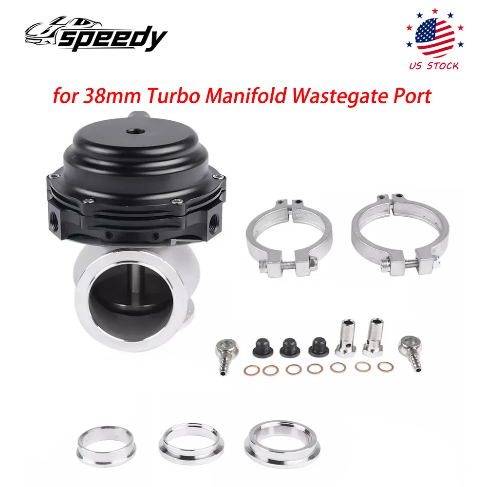 

38mm Turbo External Wastegate MVS BOV Boost with Tial V-Band Flange Springs Black for 38mm Turbo Manifold Wastegate Port Silver