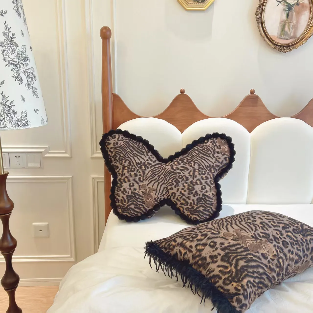 INS Internet Celebrity Girly Leopard Print Butterfly Pillow Bedside Lumbar Backrest Living Room Chair Sofa Decorative Cushion