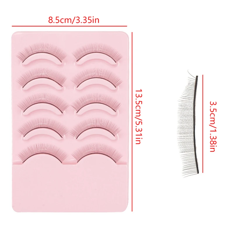 5 Pairs Pink Box Training Lashes Eyelash Extension Practice Grafting Natural False Eyelashes For Beginner Teaching Makeup Tools