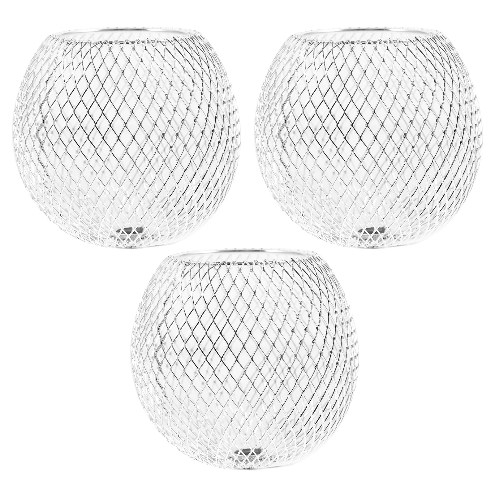 3 Pcs Light Fixture Lampshade Hollow-out Spherical Metallic Line Creative Decor