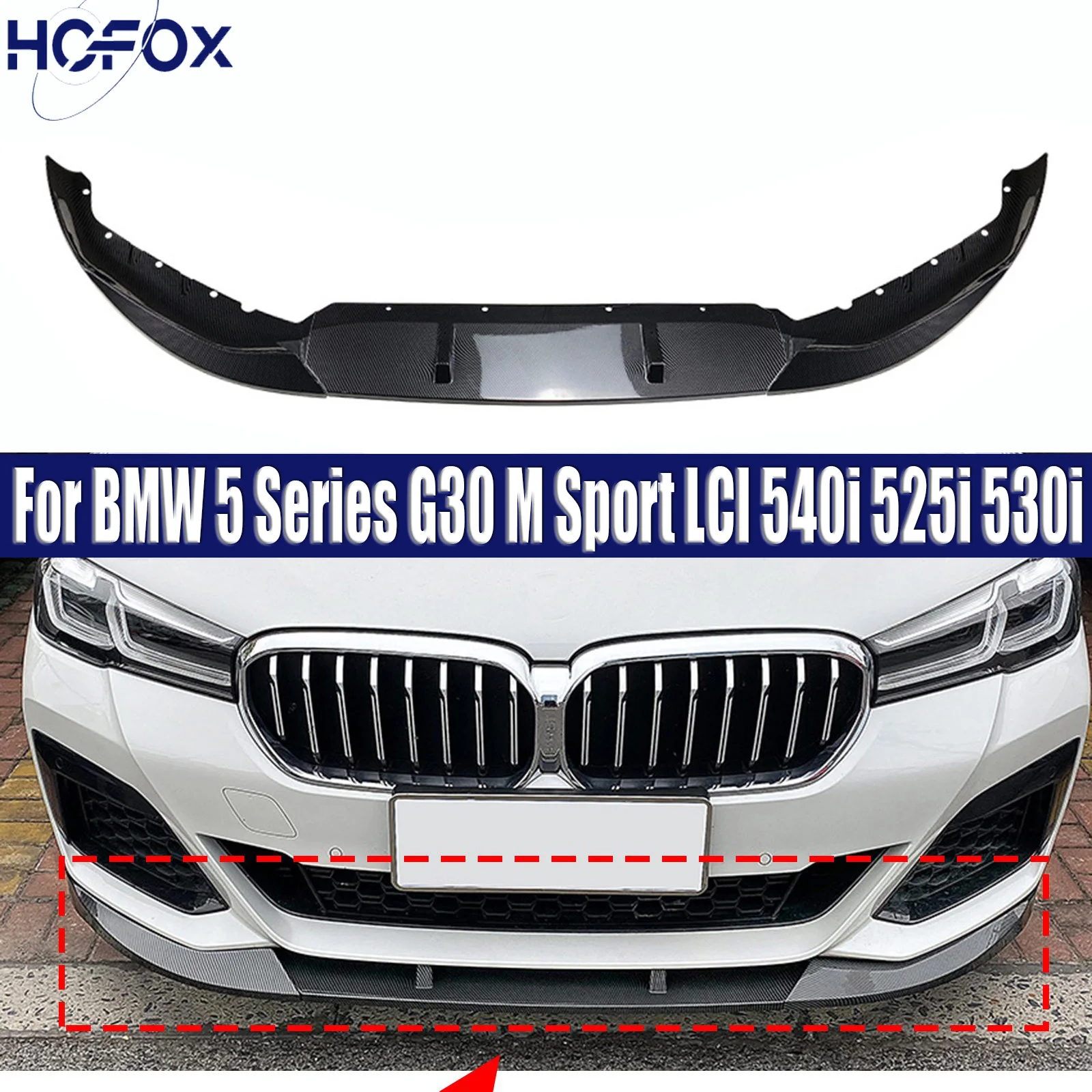 

For BMW 5 Series G30 M Sport LCI 540i 525i 530i 2021-2023 Front Bumper Lip Spoiler Diffuser Splitter Protector Kits