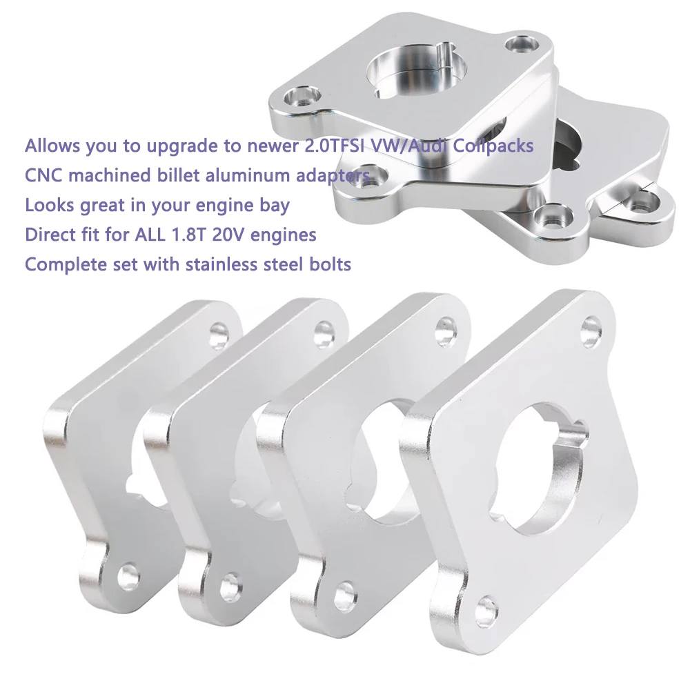 Billet engine 20v 1.8T to 2.0TFSI  Coilpack Adapter Plates Set For VW Audi Golf Jetta A4 A6 TT