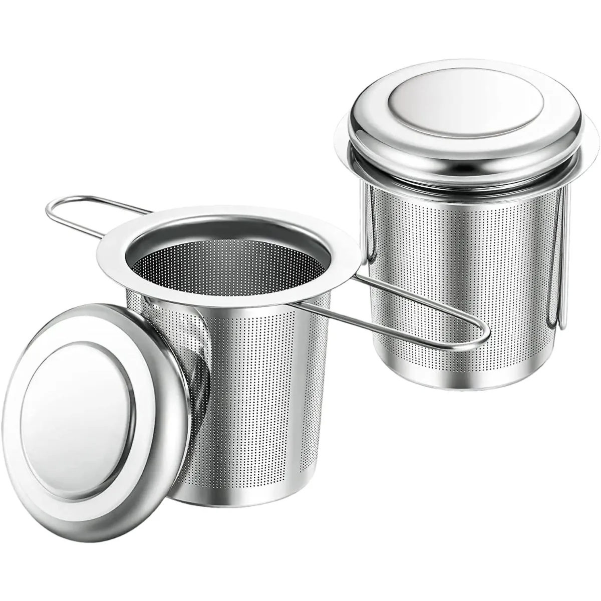 Edelstahl-Mesh-Tee-Ei mit Deckel, wiederverwendbares Tassensieb, lose Blätter, Gewürzfilter für Teekannen, Tassen, Tasse zum Steigen von Tee und Kaffee