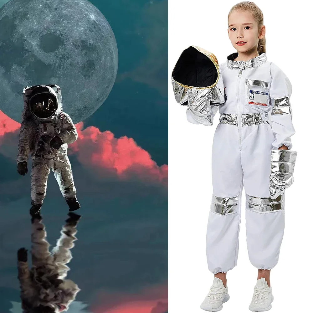 Children Astronaut Spaceman Space Suit Cosplay Costume Boys Girls Performing Props Halloween Party Dress Up Birthday Gift