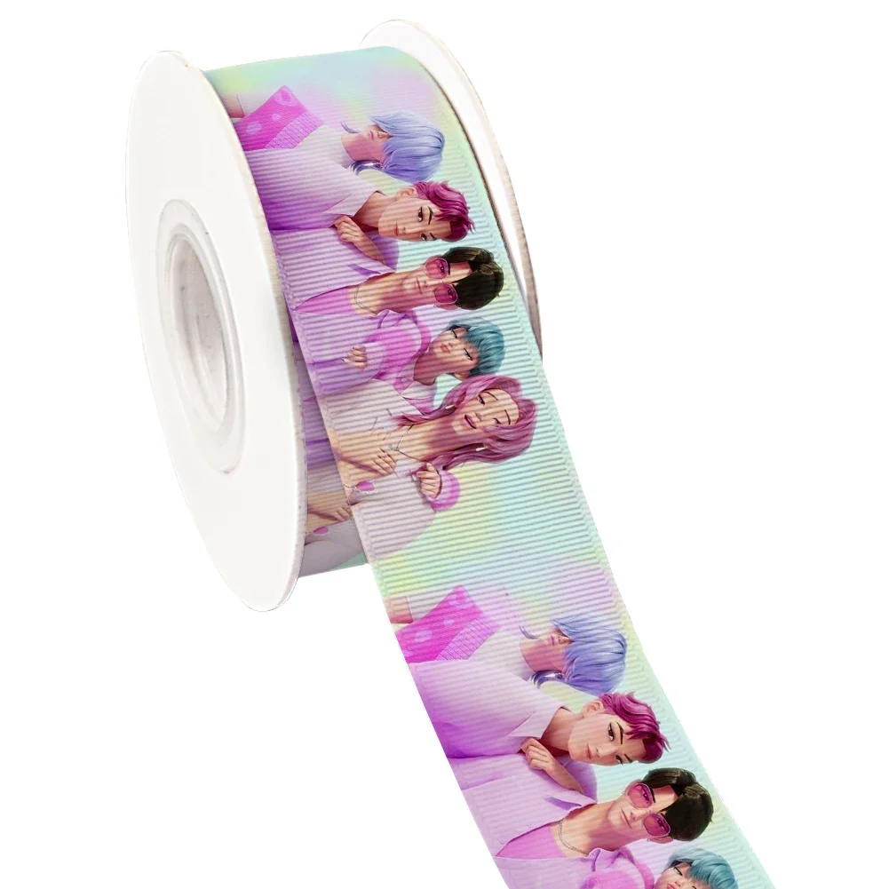 5 ياردة جديد الكرتون K البوب هنتر الطباعة Grosgrain الشريط لتغليف الشعر القوس DIY بها بنفسك الديكور هدية التعبئة