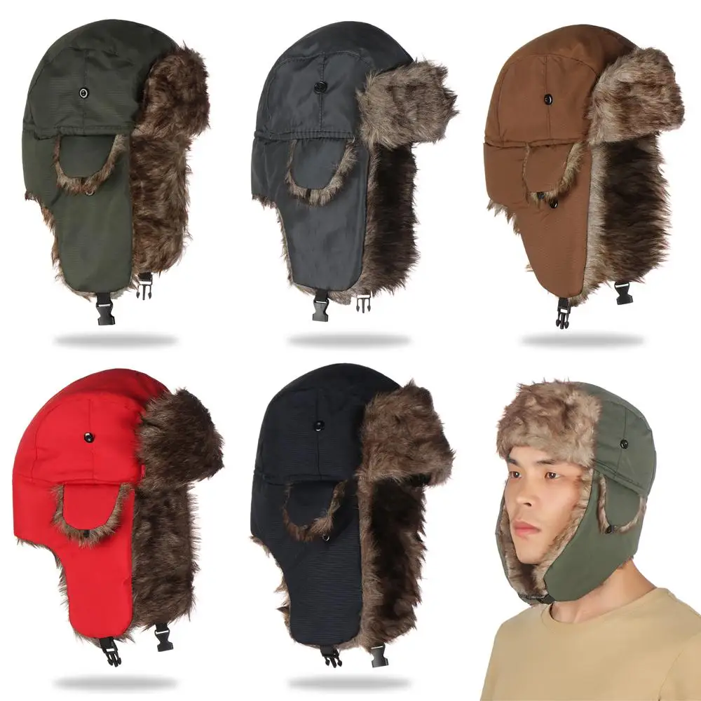 High Quality Earflap Trapper Winter Cap Causal Russian Ushanka Ski Hat Simple Warm Useful Winter Hats for Men Women