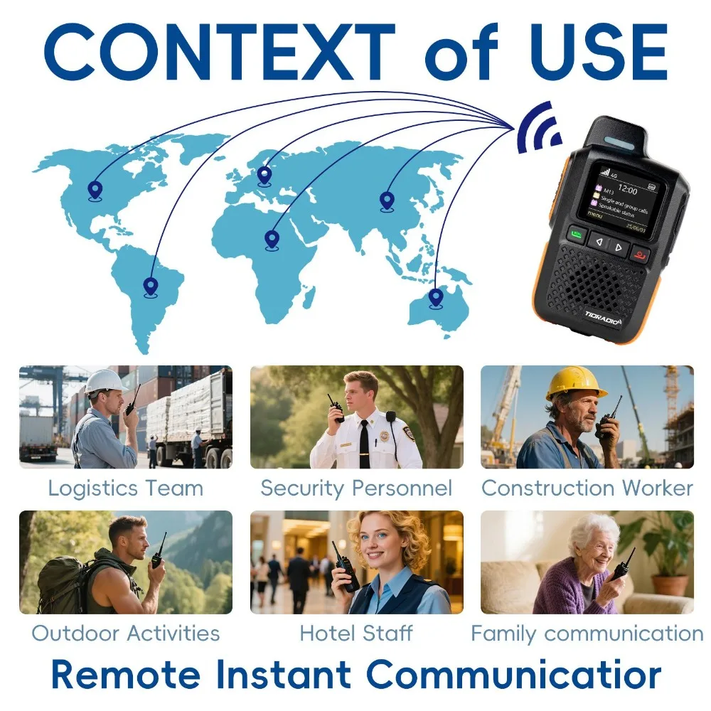 TIDRADIO M13 جهاز اتصال لاسلكي عالمي طويل المدى باور بوينت جهاز اتصال لاسلكي مع بطاقة SIM 1 سنة راديو POC Transnational مجاني #2