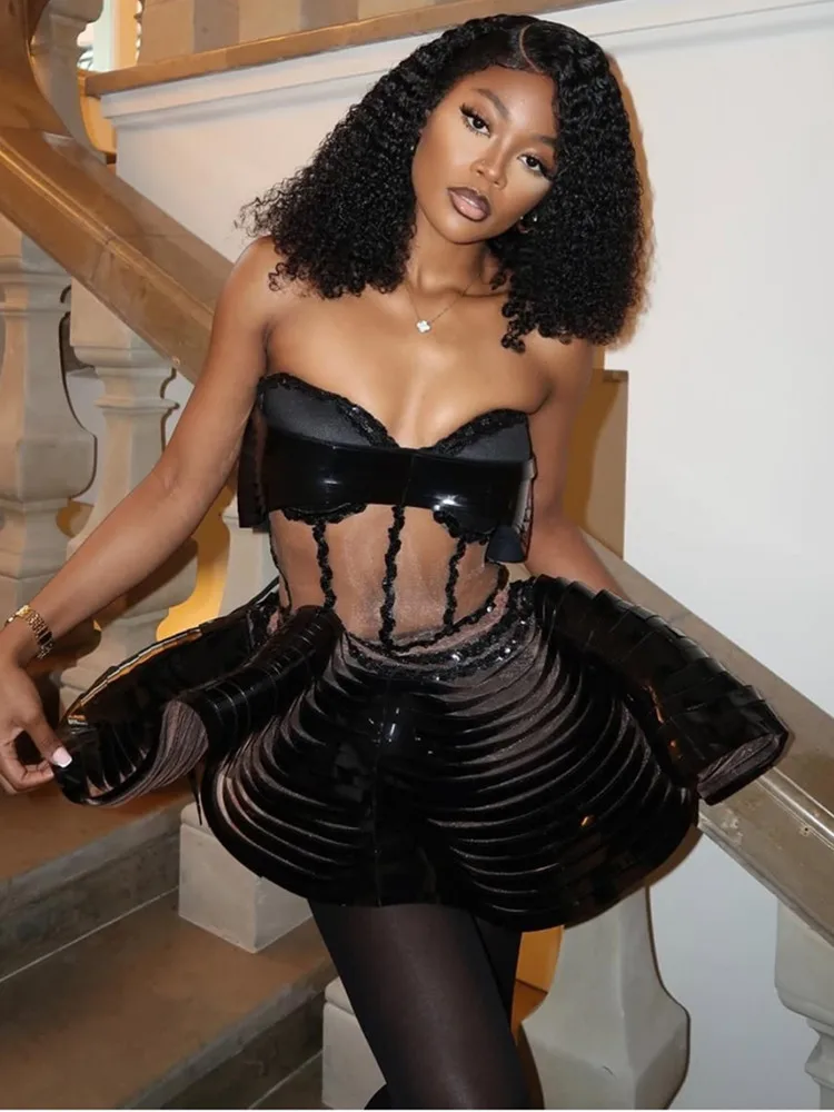 

Women Sexy Off Shoulder Mini Crystal Gold Diamonds Two Piece Set Birthday Party Costume Bar Nightclub Stage Performance Clothing