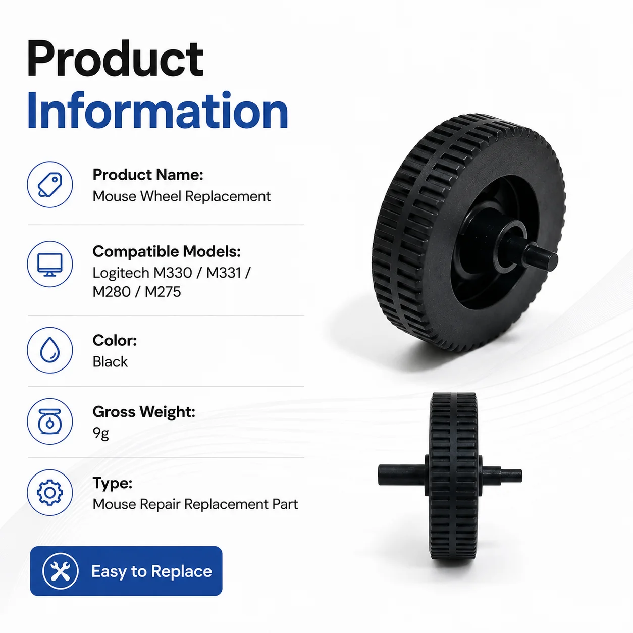 Mouse Scroll Wheel Replacement for Logitech M330 M331 M280 M275 Wireless Mouse Roller Repair Spare Part Accessory