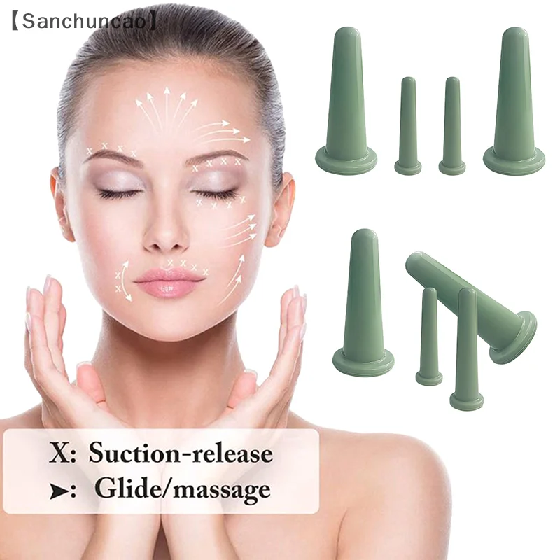 〔San〕 Vacuum Cupping Massage Jars Anti Cellulite Massage Facial Suction Cups Face Neck Lift Skin Scraping Guasha Anti Wrinkle