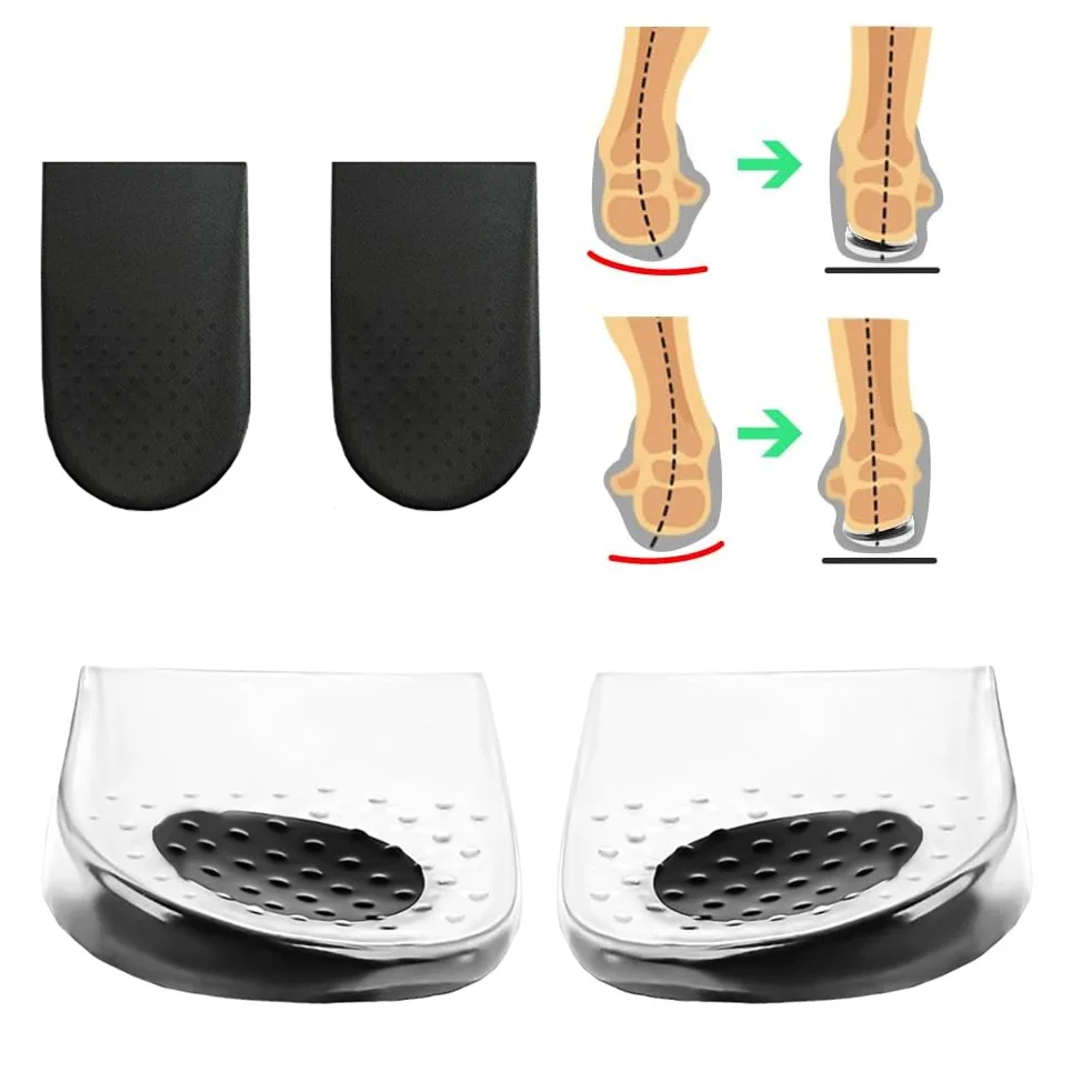 1-Pair Sicilone Half Heel Pads for Men & Women,Unisex Comfort Gel O-X Type Heel Insoles-Adjustable Medial & Lateral Silicone Sho